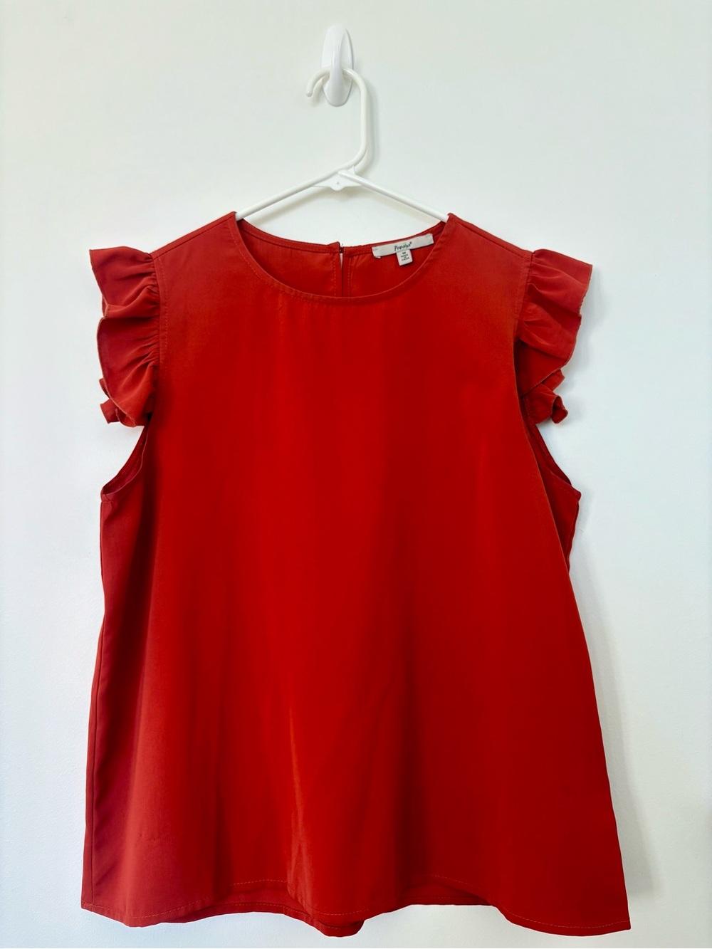 Sleeveless Red Ruffle Shoulder Top